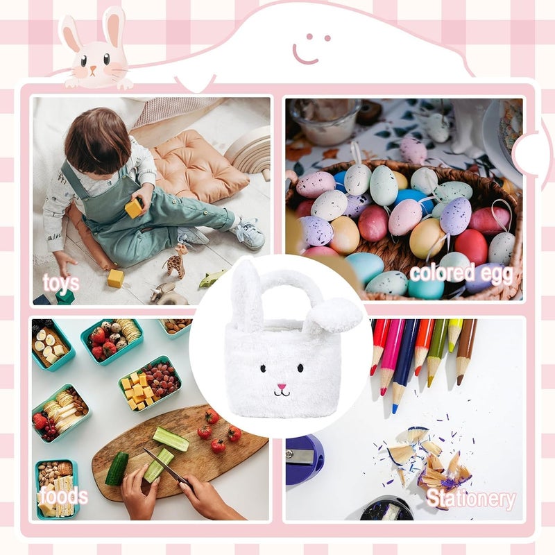 Wepop Easter Baskets for Kids,Plush Egg Hunting Easter Buckets with Handle Folded Ears, Gifts Boys Girls - Image 3